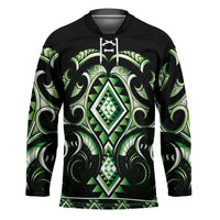 Green Ngaru Taniko With Aotearoa Maori Tattoo Hockey Jersey - Polynesian Pride