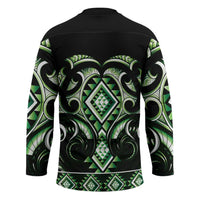 Green Ngaru Taniko With Aotearoa Maori Tattoo Hockey Jersey - Polynesian Pride