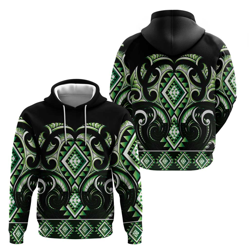 Green Ngaru Taniko With Aotearoa Maori Tattoo Hoodie