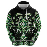 Green Ngaru Taniko With Aotearoa Maori Tattoo Hoodie