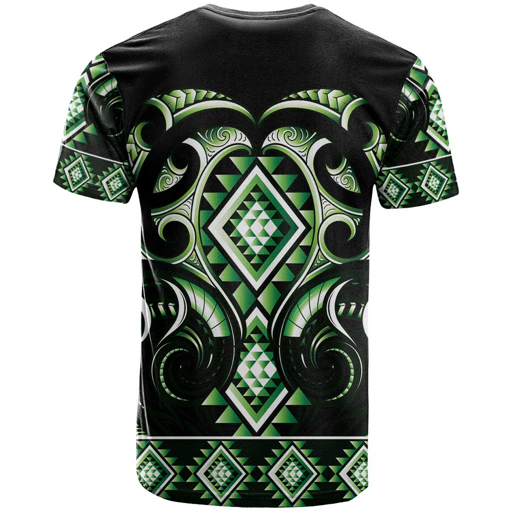 Green Ngaru Taniko With Aotearoa Maori Tattoo T Shirt