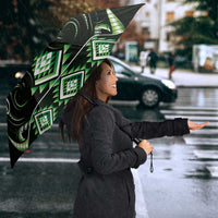 Green Ngaru Taniko With Aotearoa Maori Tattoo Umbrella - Polynesian Pride
