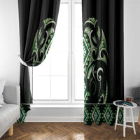 Green Ngaru Taniko With Aotearoa Maori Tattoo Window Curtain
