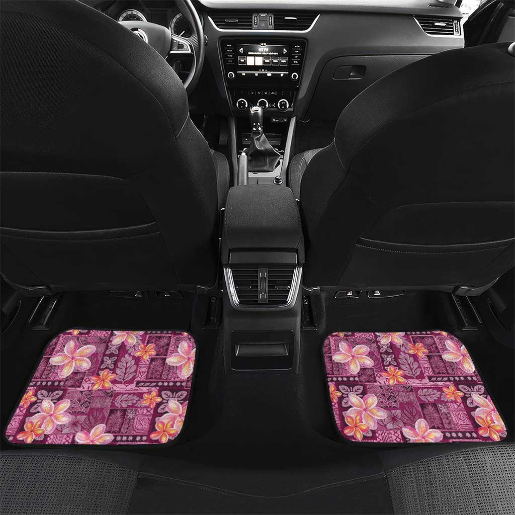 Pink Hawaii Plumeria With Tropical Flowers Motifs Car Mats
