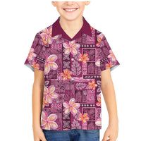 Pink Hawaii Plumeria With Tropical Flowers Motifs Family Matching Mermaid Dress and Hawaiian Shirt