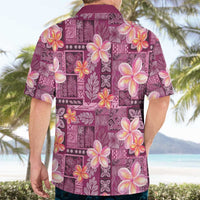 Pink Hawaii Plumeria With Tropical Flowers Motifs Hawaiian Shirt