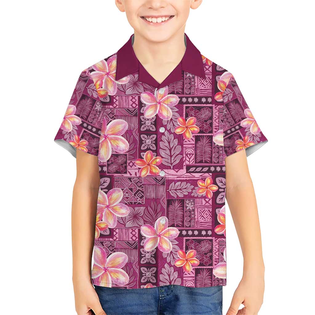 Pink Hawaii Plumeria With Tropical Flowers Motifs Hawaiian Shirt