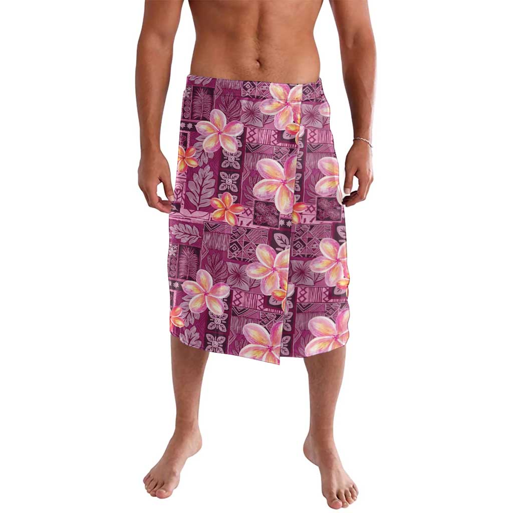 Pink Hawaii Plumeria With Tropical Flowers Motifs Lavalava