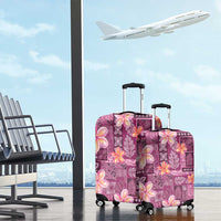 Pink Hawaii Plumeria With Tropical Flowers Motifs Luggage Cover