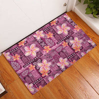 Pink Hawaii Plumeria With Tropical Flowers Motifs Rubber Doormat LT14 - Polynesian Pride