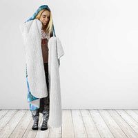 Cyan Hawaii Plumeria With Tropical Flowers Motifs Hooded Blanket