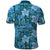 Cyan Hawaii Plumeria With Tropical Flowers Motifs Polo Shirt