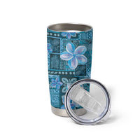 Cyan Hawaii Plumeria With Tropical Flowers Motifs Tumbler Cup