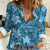 Cyan Hawaii Plumeria With Tropical Flowers Motifs Women Casual Shirt