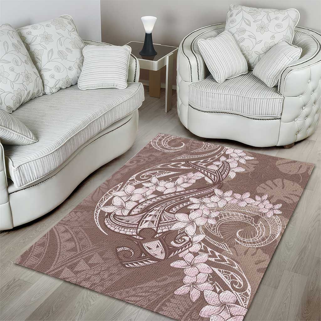 Polynesia Hammerhead Shark Tattoo With Plumeria Lei Area Rug
