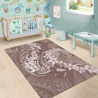 Polynesia Hammerhead Shark Tattoo With Plumeria Lei Area Rug