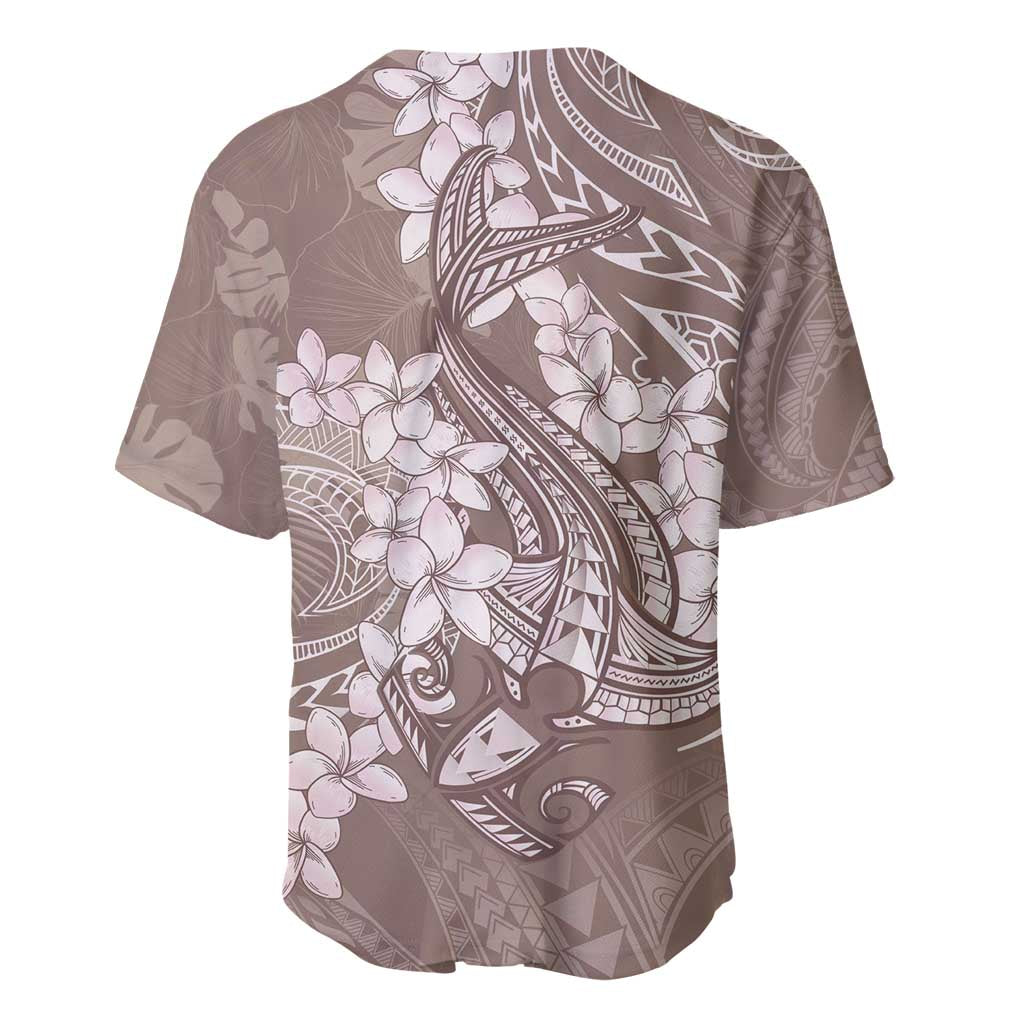 Polynesia Hammerhead Shark Tattoo With Plumeria Lei Baseball Jersey