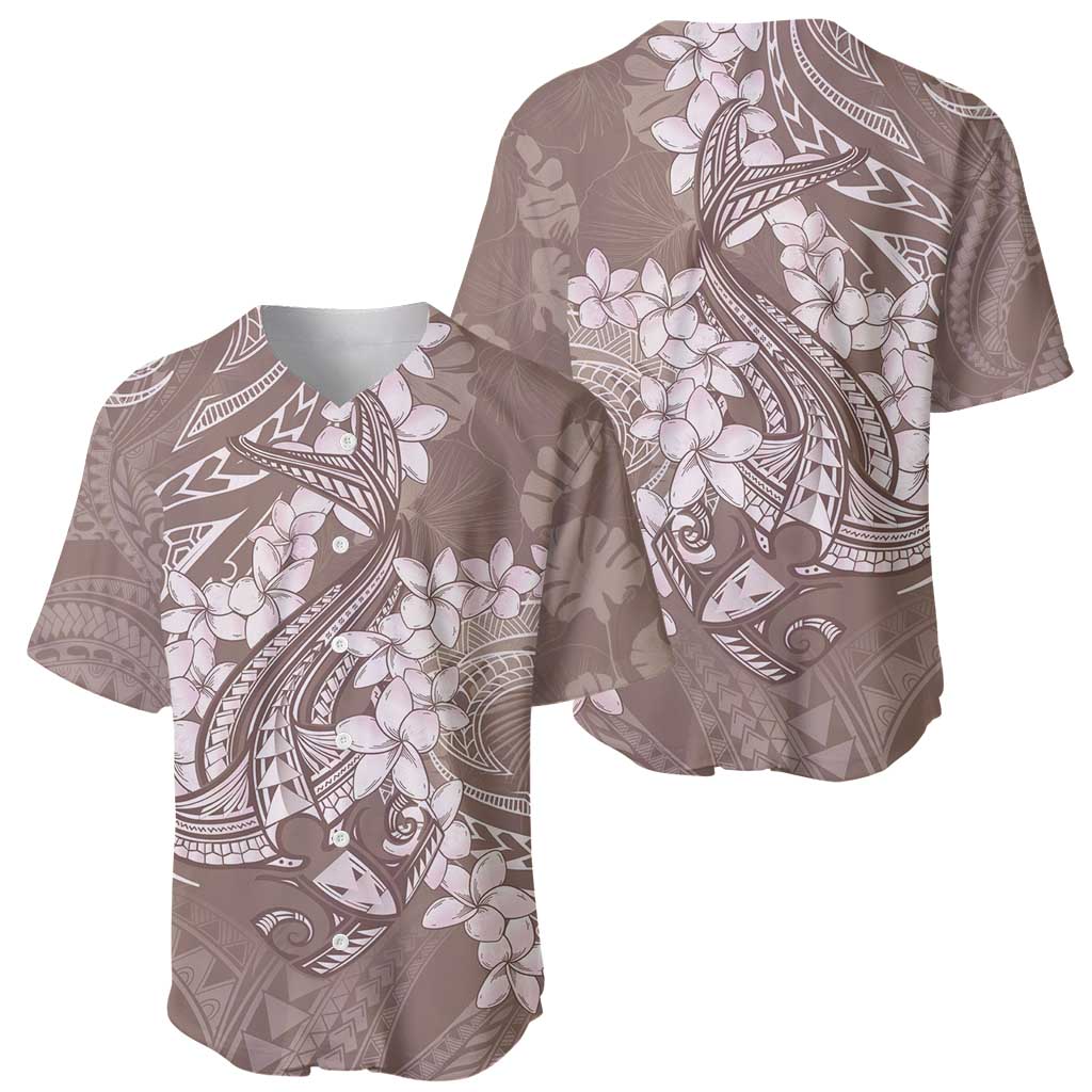 Polynesia Hammerhead Shark Tattoo With Plumeria Lei Baseball Jersey