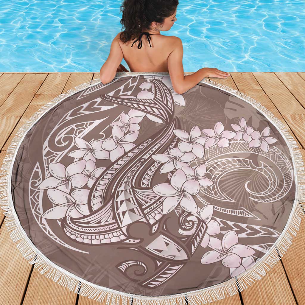 Polynesia Hammerhead Shark Tattoo With Plumeria Lei Beach Blanket