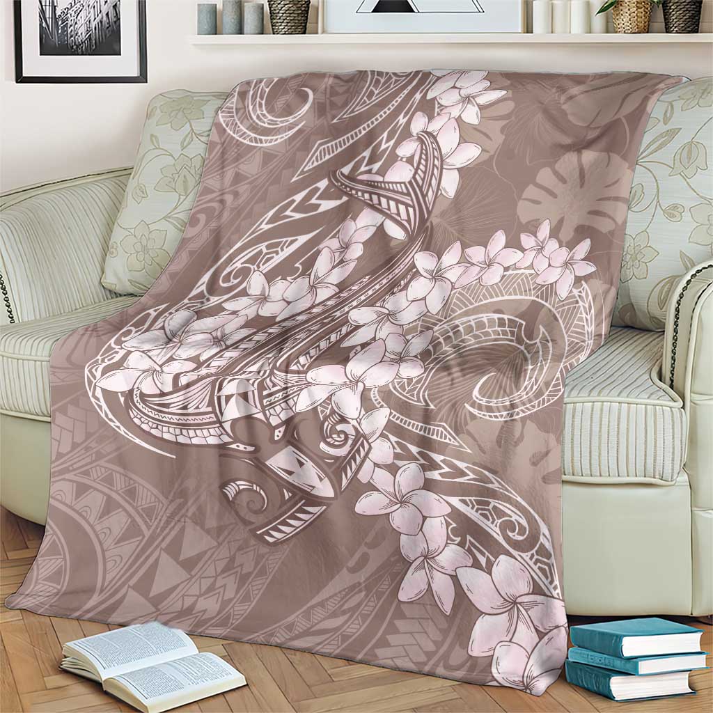 Polynesia Hammerhead Shark Tattoo With Plumeria Lei Blanket