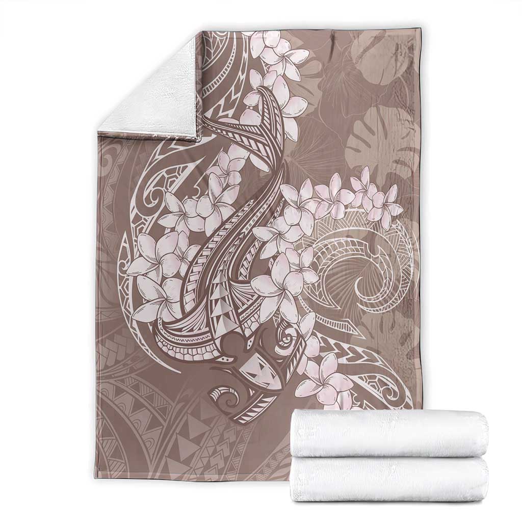 Polynesia Hammerhead Shark Tattoo With Plumeria Lei Blanket