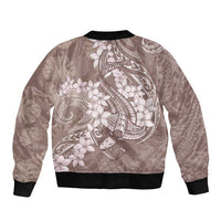Polynesia Hammerhead Shark Tattoo With Plumeria Lei Bomber Jacket