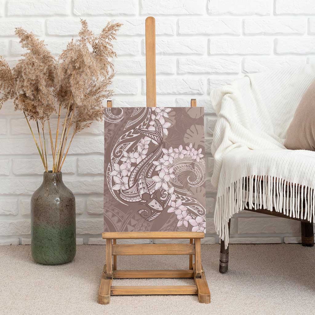 Polynesia Hammerhead Shark Tattoo With Plumeria Lei Canvas Wall Art