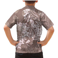 Polynesia Hammerhead Shark Tattoo With Plumeria Lei Family Matching Mermaid Dress and Hawaiian Shirt