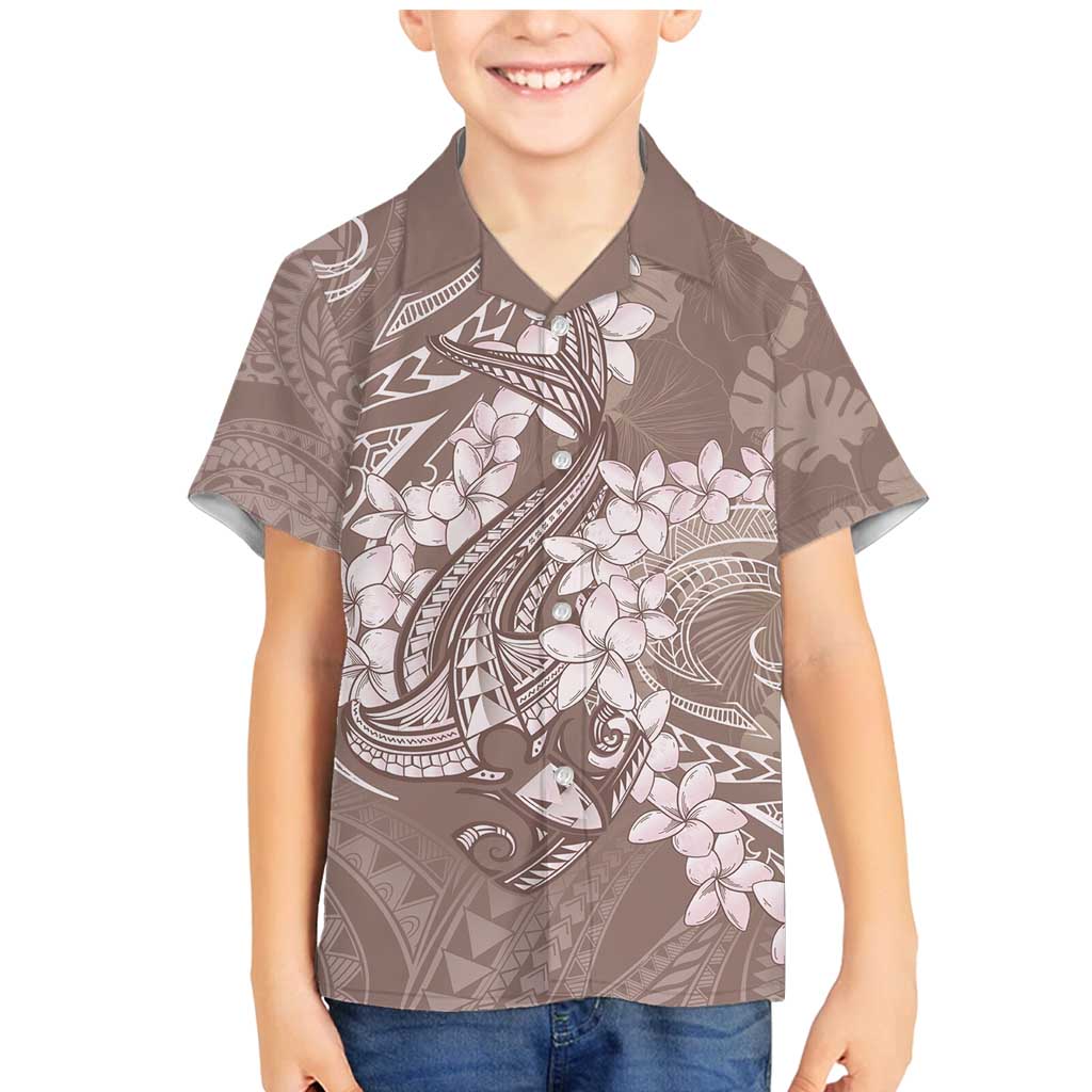 Polynesia Hammerhead Shark Tattoo With Plumeria Lei Family Matching Mermaid Dress and Hawaiian Shirt