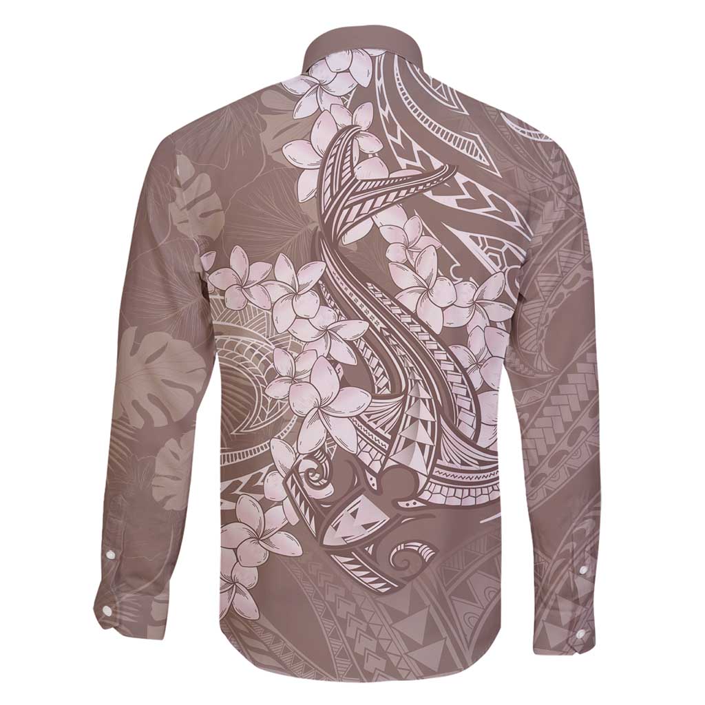 Polynesia Hammerhead Shark Tattoo With Plumeria Lei Family Matching Puletasi and Hawaiian Shirt