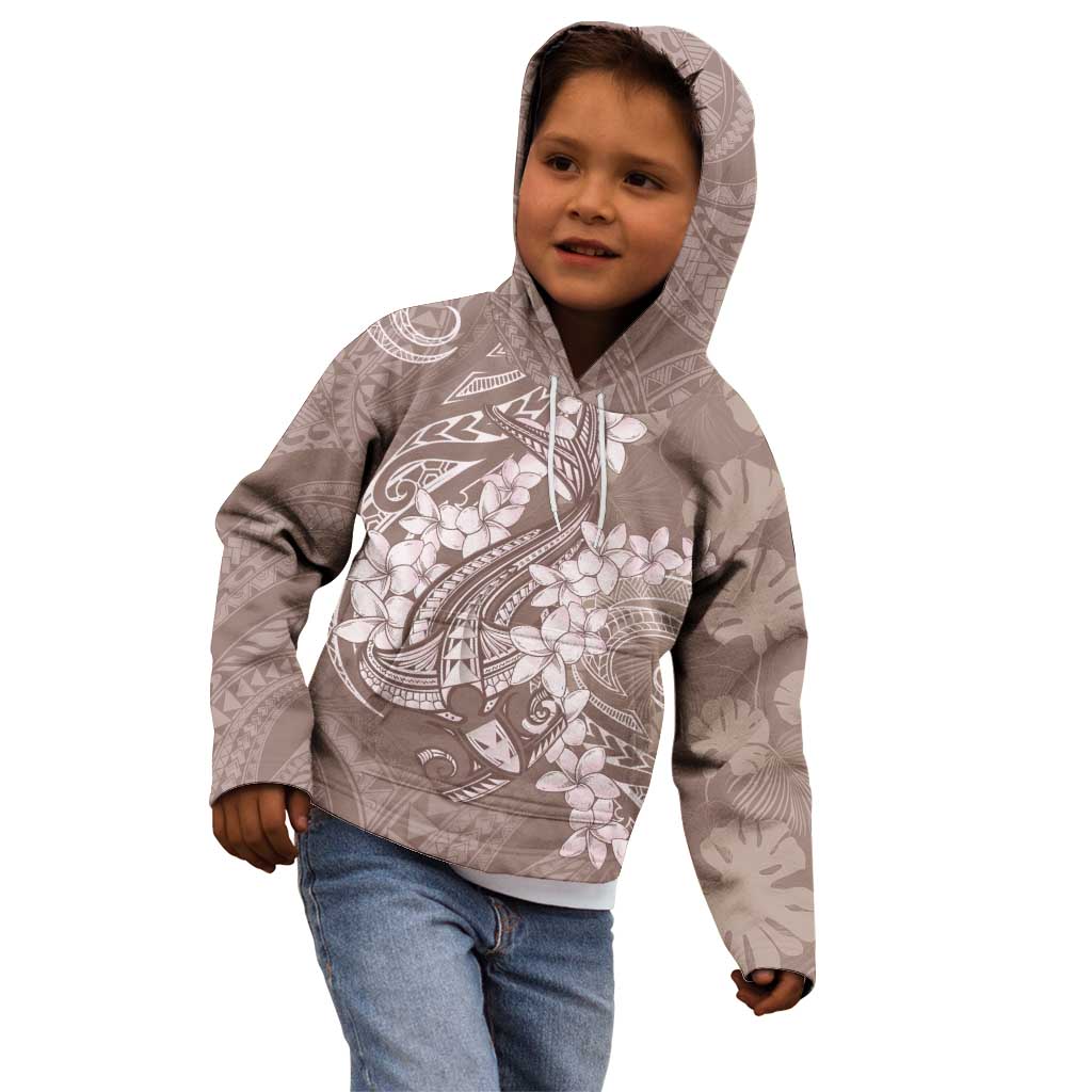 Polynesia Hammerhead Shark Tattoo With Plumeria Lei Kid Hoodie
