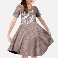 Polynesia Hammerhead Shark Tattoo With Plumeria Lei Kid Short Sleeve Dress LT14 KID Mocha - Polynesian Pride