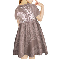 Polynesia Hammerhead Shark Tattoo With Plumeria Lei Kid Short Sleeve Dress LT14 - Polynesian Pride