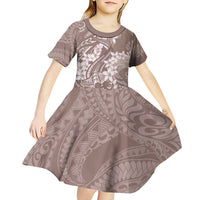 Polynesia Hammerhead Shark Tattoo With Plumeria Lei Kid Short Sleeve Dress LT14 - Polynesian Pride
