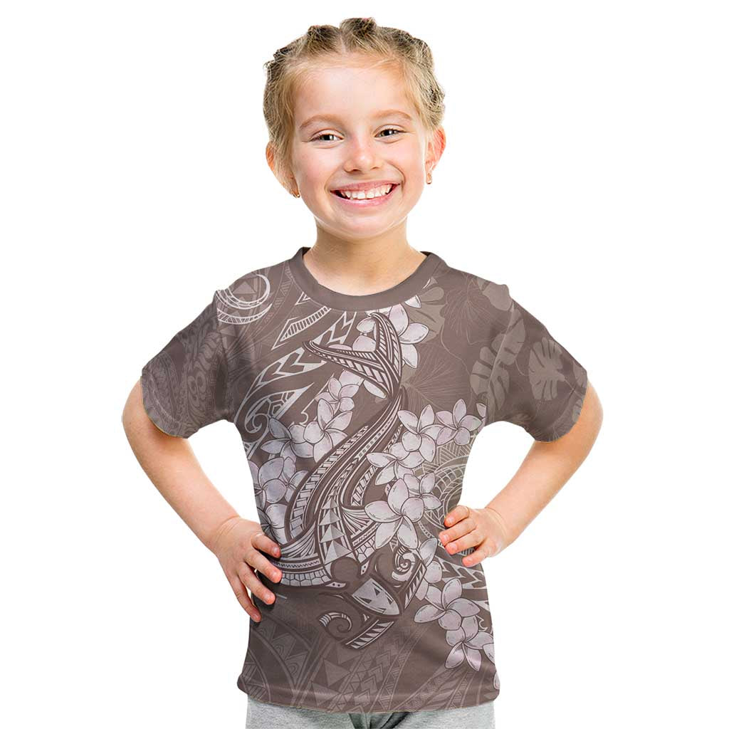 Polynesia Hammerhead Shark Tattoo With Plumeria Lei Kid T Shirt