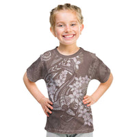 Polynesia Hammerhead Shark Tattoo With Plumeria Lei Kid T Shirt