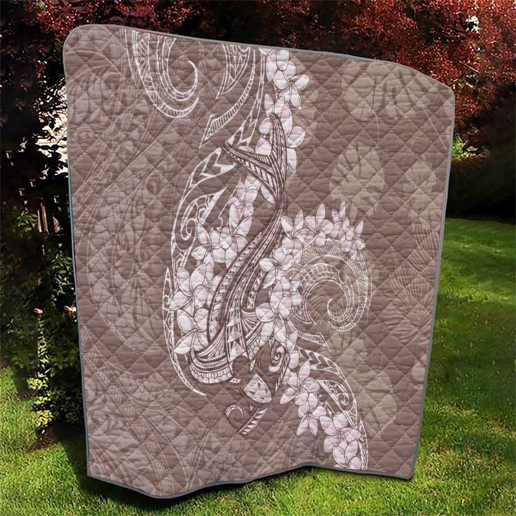 Polynesia Hammerhead Shark Tattoo With Plumeria Lei Quilt