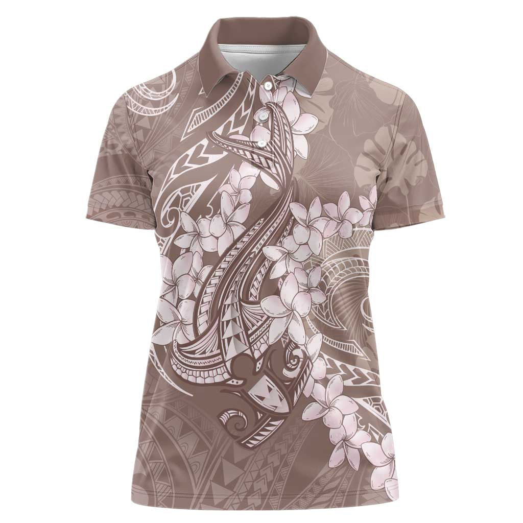 Polynesia Hammerhead Shark Tattoo With Plumeria Lei Women Polo Shirt