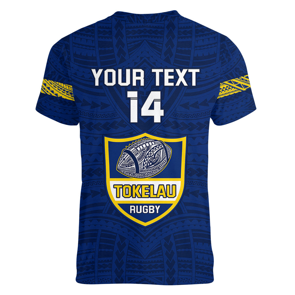 Personalised Tokelau Rugby Women V Neck T Shirt Pacific Polynesian Pattern LT14 - Polynesian Pride