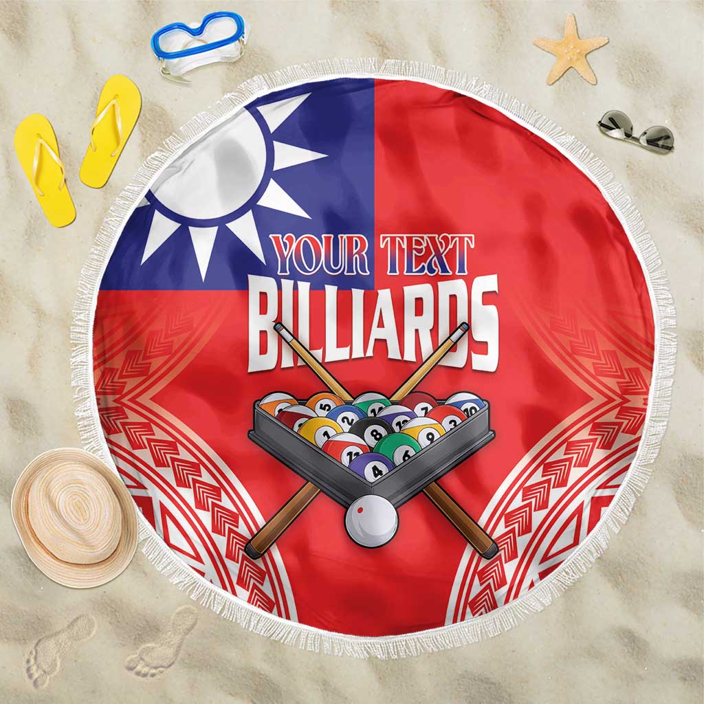 Personalised Taiwan Billiards Beach Blanket Eight-ball Pool Polynesia Tattoo - Polynesian Pride