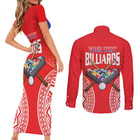 Personalised Taiwan Billiards Couples Matching Short Sleeve Bodycon Dress and Long Sleeve Button Shirt Eight-ball Pool Polynesia Tattoo - Polynesian Pride