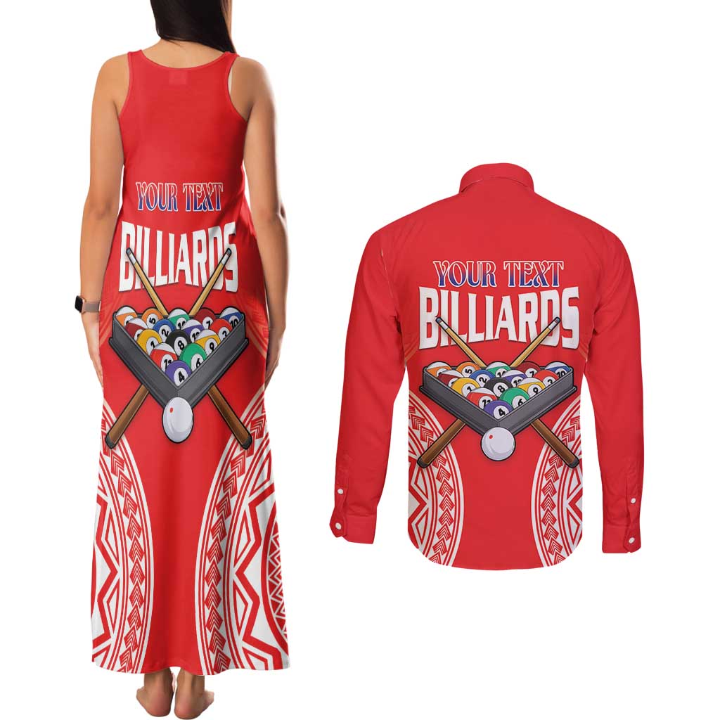 Personalised Taiwan Billiards Couples Matching Tank Maxi Dress and Long Sleeve Button Shirt Eight-ball Pool Polynesia Tattoo - Polynesian Pride
