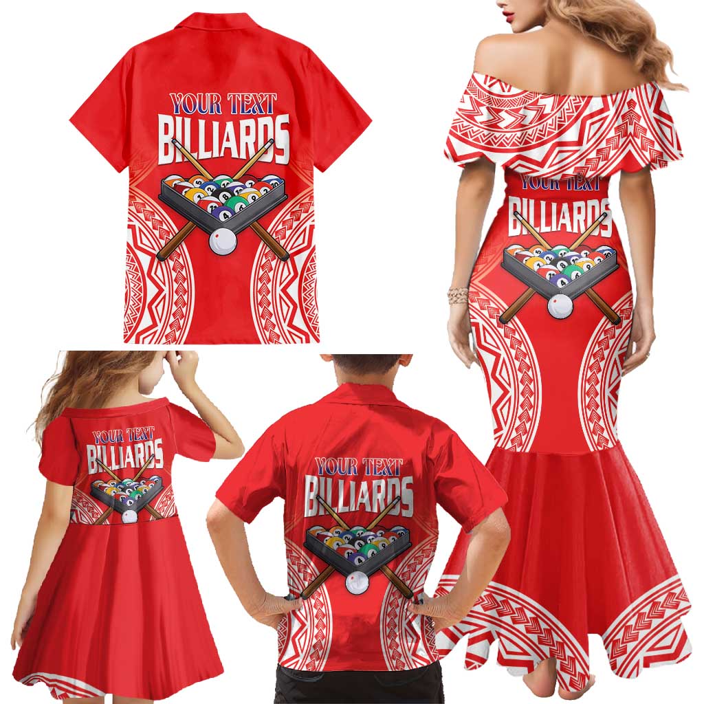 Personalised Taiwan Billiards Family Matching Mermaid Dress and Hawaiian Shirt Eight-ball Pool Polynesia Tattoo - Polynesian Pride