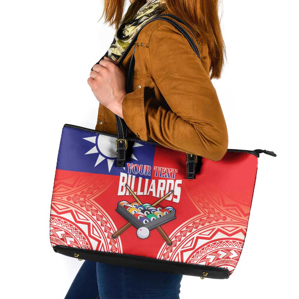 Personalised Taiwan Billiards Leather Tote Bag Eight-ball Pool Polynesia Tattoo - Polynesian Pride