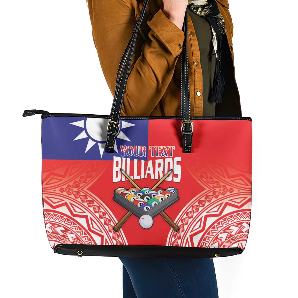 Personalised Taiwan Billiards Leather Tote Bag Eight-ball Pool Polynesia Tattoo - Polynesian Pride