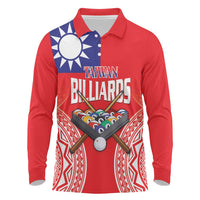 Personalised Taiwan Billiards Long Sleeve Polo Shirt Eight-ball Pool Polynesia Tattoo - Polynesian Pride