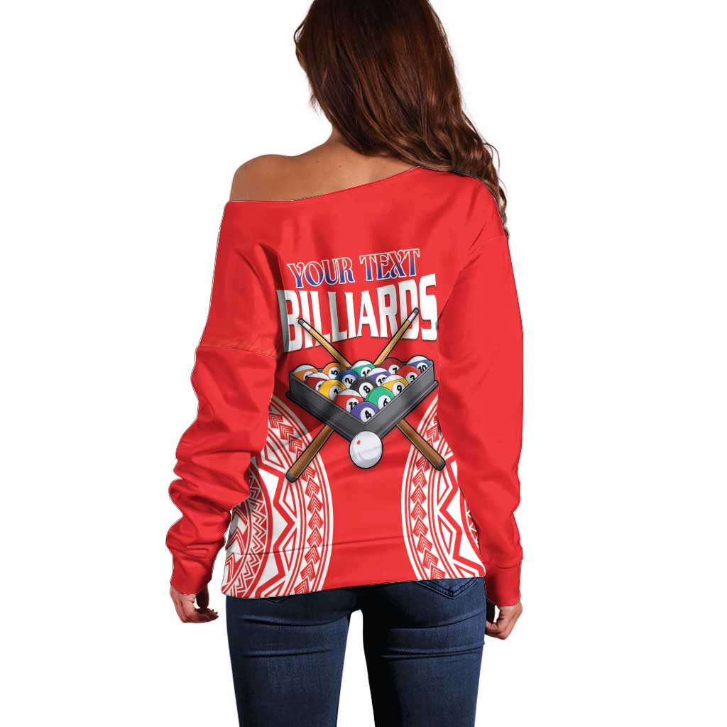 Personalised Taiwan Billiards Off Shoulder Sweater Eight-ball Pool Polynesia Tattoo - Polynesian Pride