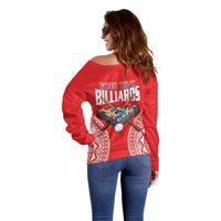 Personalised Taiwan Billiards Off Shoulder Sweater Eight-ball Pool Polynesia Tattoo - Polynesian Pride