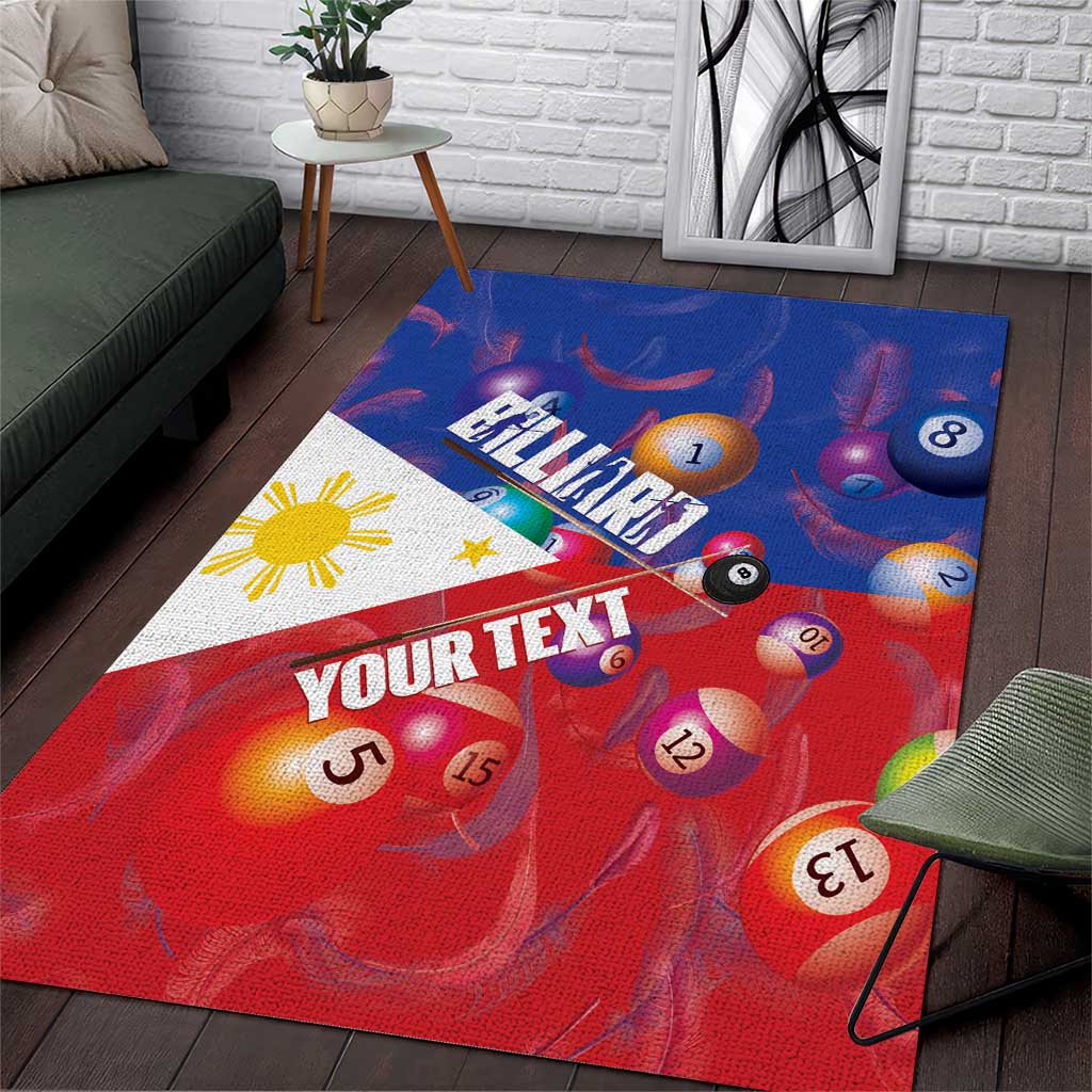 Personalised Philippines Billiards Area Rug Cue With Balls Flag Style - Polynesian Pride
