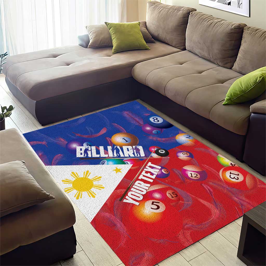 Personalised Philippines Billiards Area Rug Cue With Balls Flag Style - Polynesian Pride